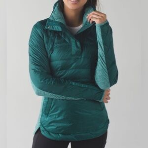 Lululemon Teal Down For a Run Goose-down Pullover Jacket